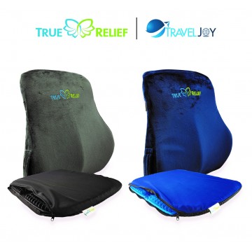 True Relief Travel Joy Combo Value Set True Relief Memory Foam Ortho Lumbar Support Travel Joy Rollable Neck Support Pillow